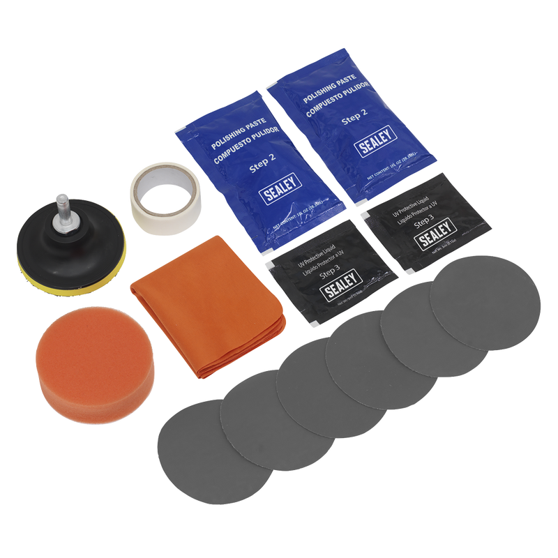 Sealey Headlight Restoration Kit HRK01 with Sanding Discs & Polish