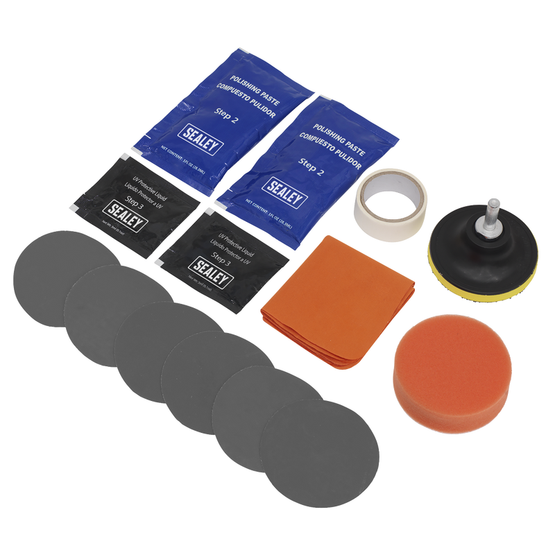Sealey Headlight Restoration Kit HRK01 with Sanding Discs & Polish