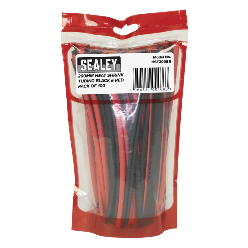 Sealey Heat Shrink Tubing 200mm 100 Piece - Black & Red