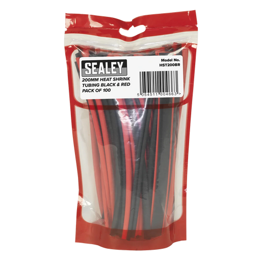 Sealey Heat Shrink Tubing 200mm 100 Piece - Black & Red