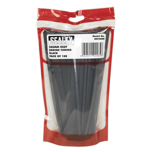 Sealey Heat Shrink Tubing 200mm 100 Piece - Black