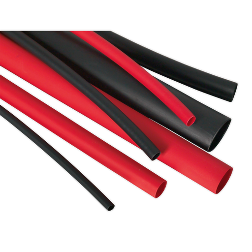 Sealey Adhesive Lined Heat Shrink Tubing 200mm 72 Piece - Black & Red