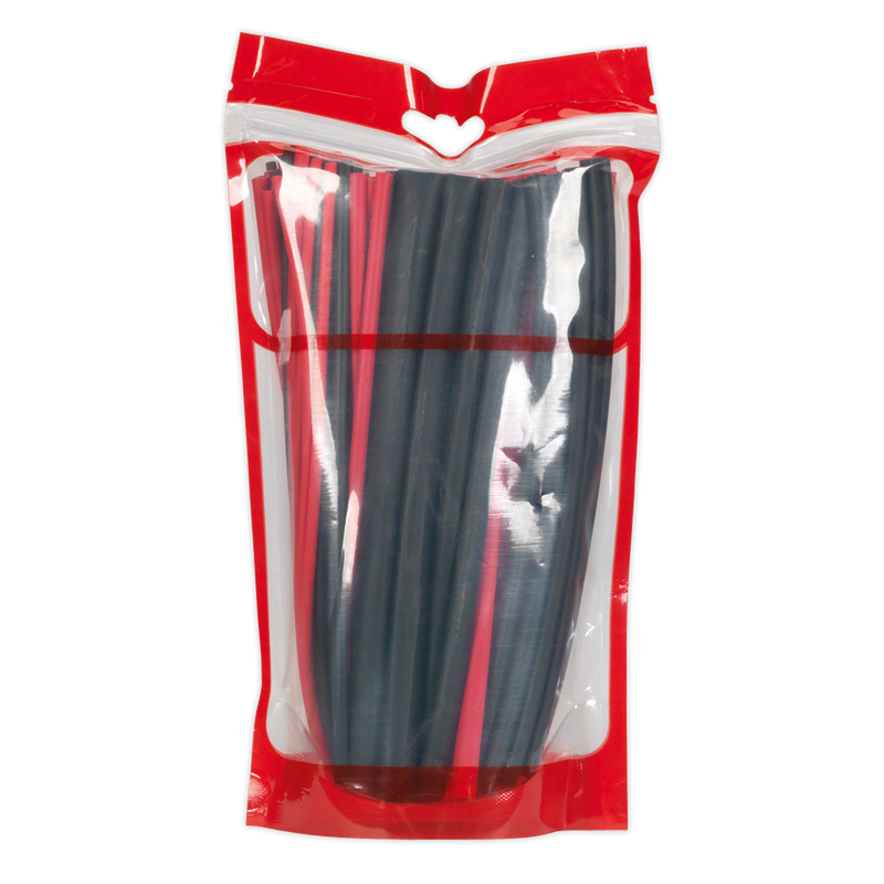 Sealey Adhesive Lined Heat Shrink Tubing 200mm 72 Piece - Black & Red