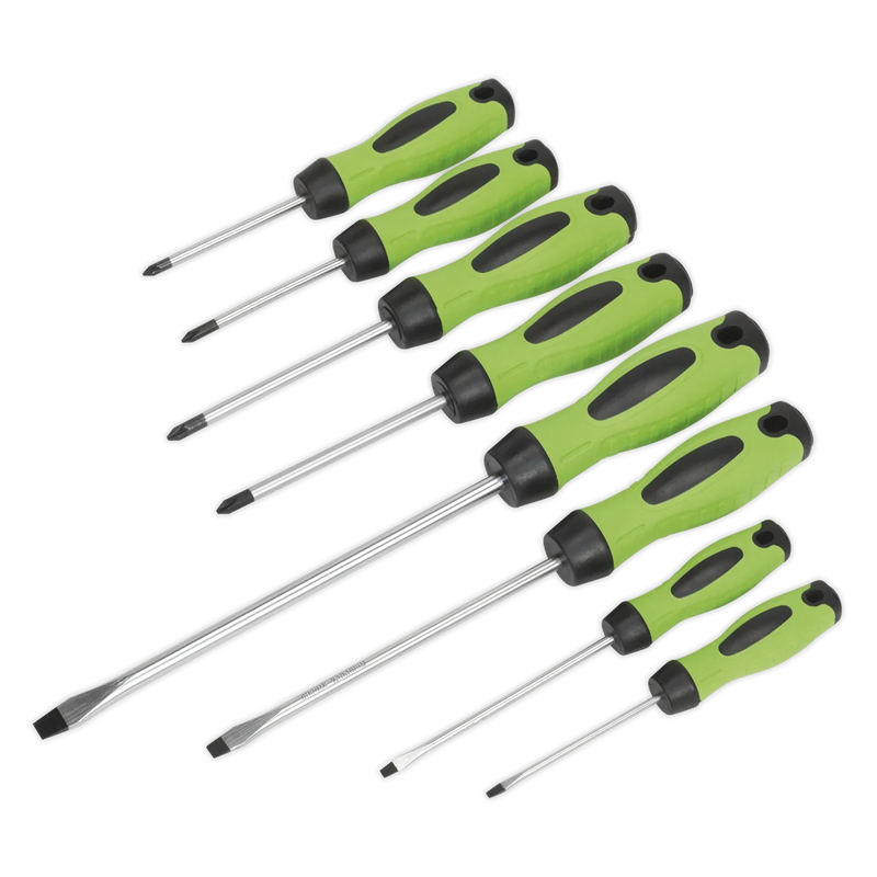Sealey Premier Screwdriver Set 8 Piece - Hi-Vis Green, Model HV001