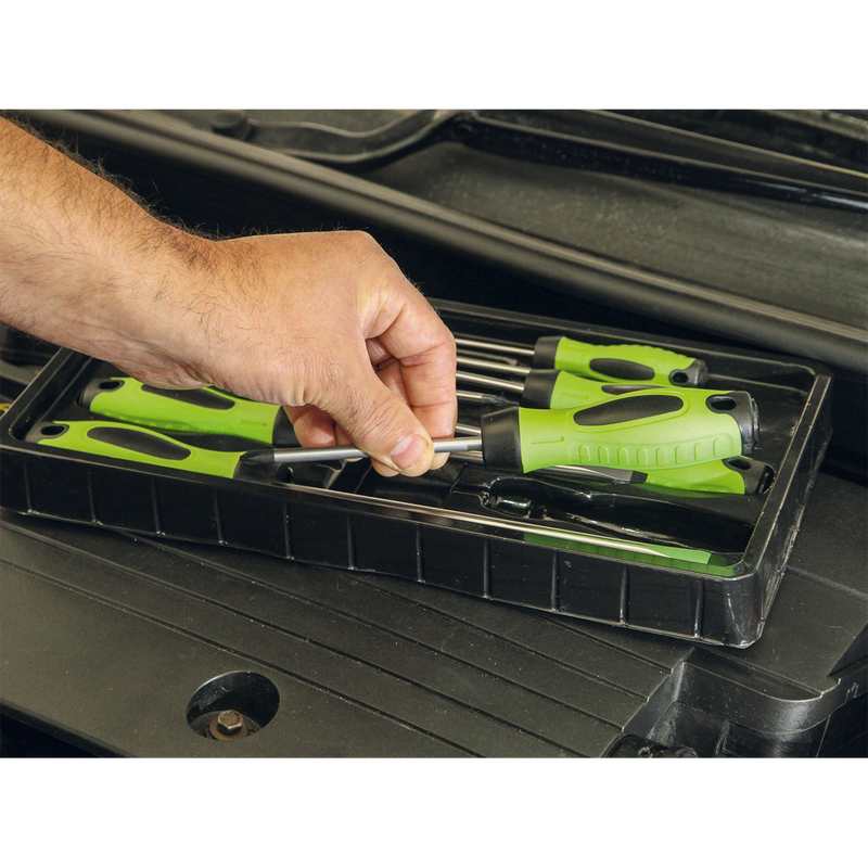 Sealey Premier Screwdriver Set 8 Piece - Hi-Vis Green, Model HV001