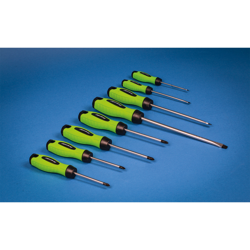 Sealey Premier Screwdriver Set 8 Piece - Hi-Vis Green, Model HV001