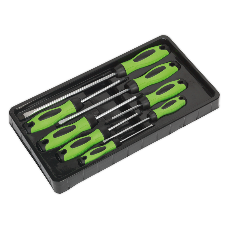 Sealey Premier Screwdriver Set 8 Piece - Hi-Vis Green, Model HV001