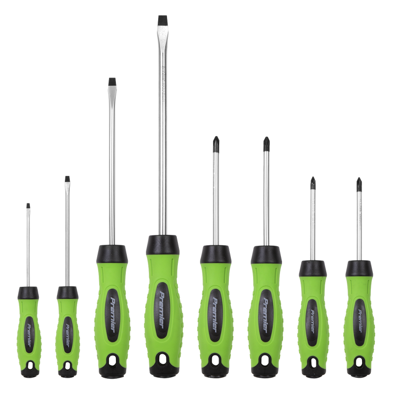 Sealey Premier Screwdriver Set 8 Piece - Hi-Vis Green, Model HV001