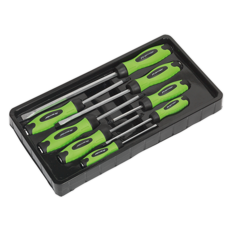 Sealey Premier Hammer-Thru Screwdriver Set 8 Piece - Hi-Vis Green
