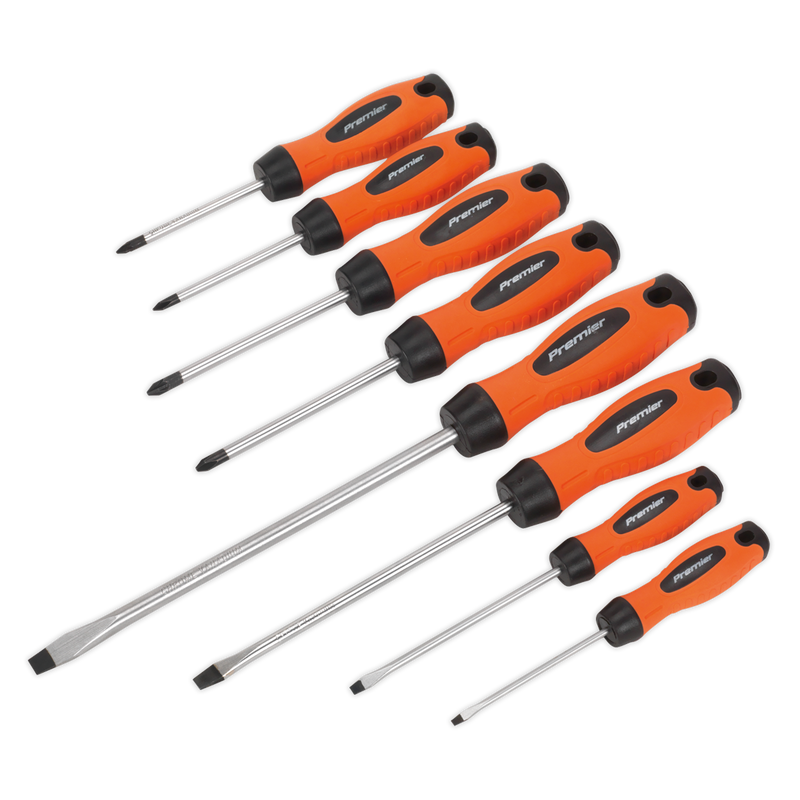 Sealey Premier Screwdriver Set 8 Piece - Hi-Vis Orange, Model HV003