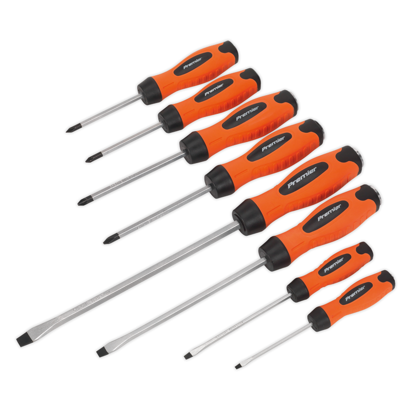 Sealey Premier Hammer-Thru Screwdriver Set 8 Piece - Hi-Vis Orange