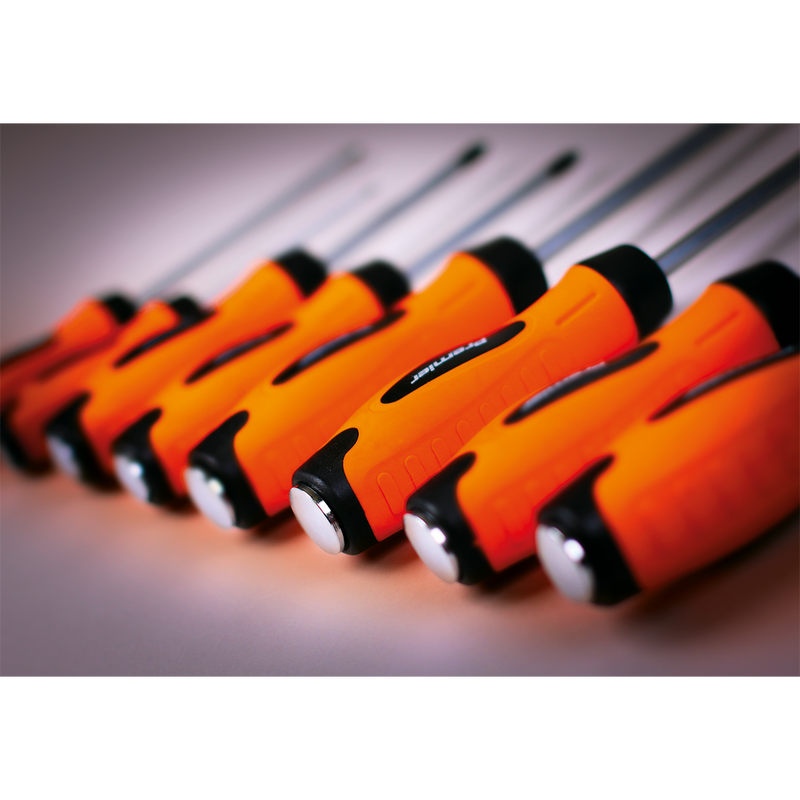 Sealey Premier Hammer-Thru Screwdriver Set 8 Piece - Hi-Vis Orange