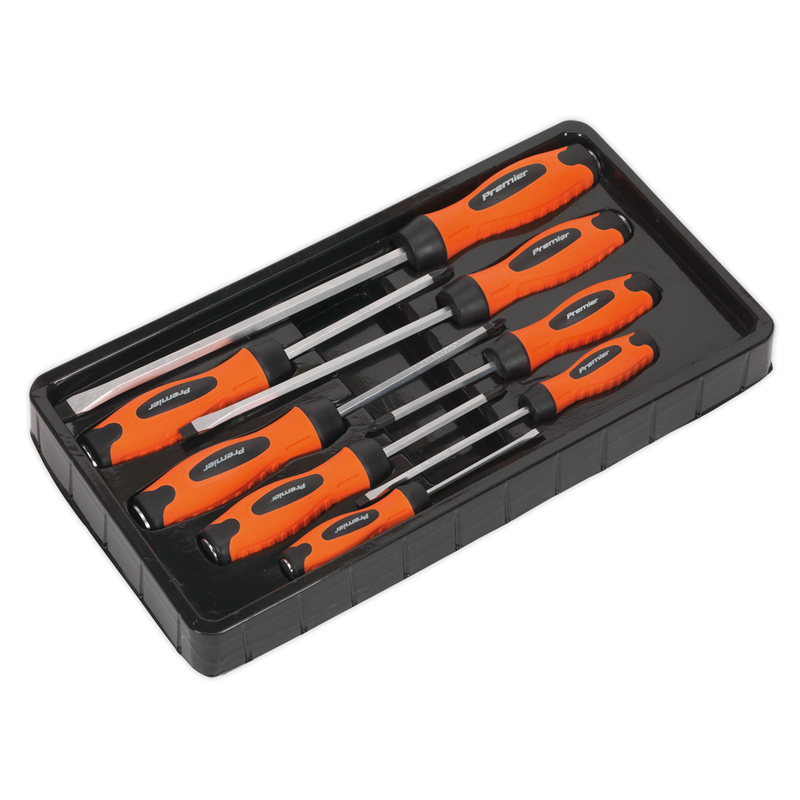 Sealey Premier Hammer-Thru Screwdriver Set 8 Piece - Hi-Vis Orange