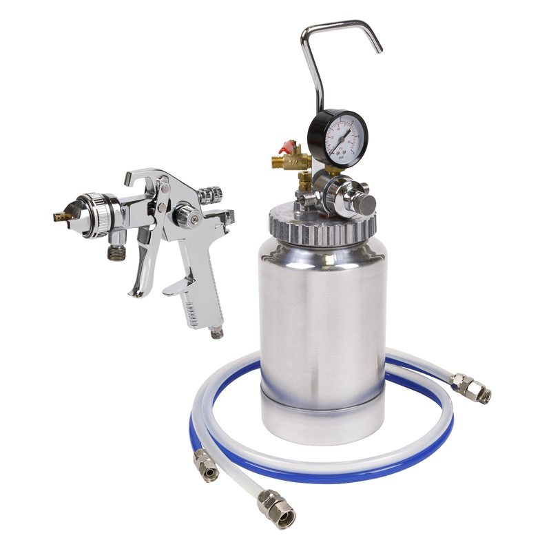 Sealey HVLP Pressure Pot System 2L with Spray Gun & Hoses