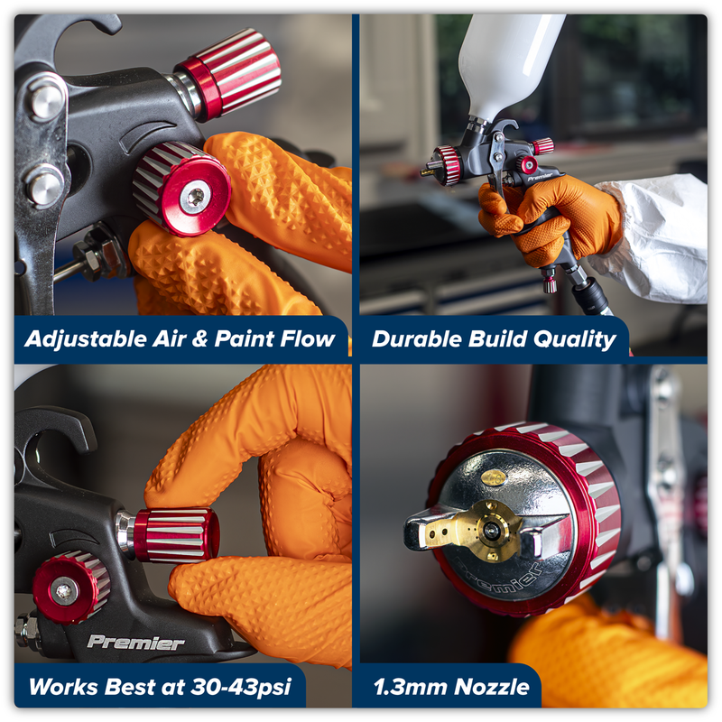 Sealey Premier HVLP Gravity Feed Spray Gun 1.3mm 600ml Capacity