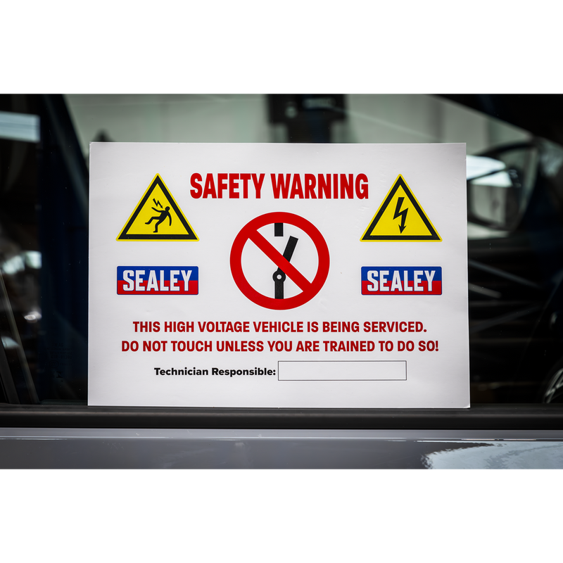 Sealey Hybrid Vehicle Warning Sign 295x210mm