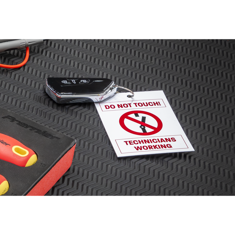 Sealey Hybrid/Electric Vehicle Keyring Warning Tag 80x110mm