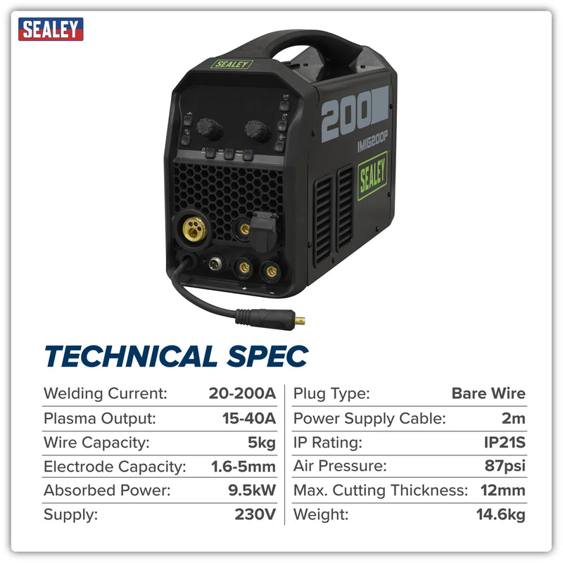 Sealey Multi-Process Inverter Welder 200A & Plasma Cutter 40A