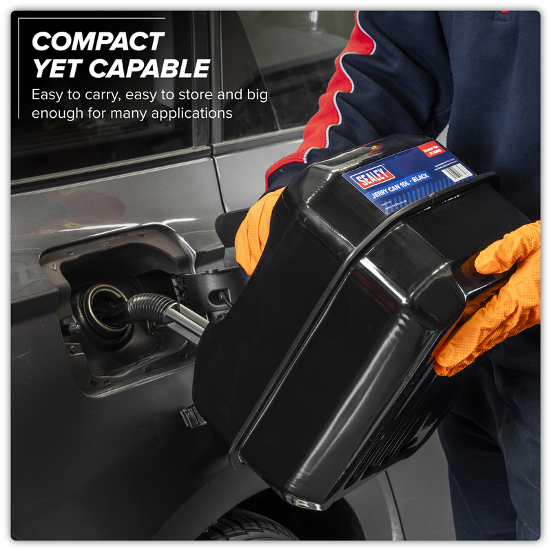 Sealey 10L Jerry Can Black Steel Fuel Container