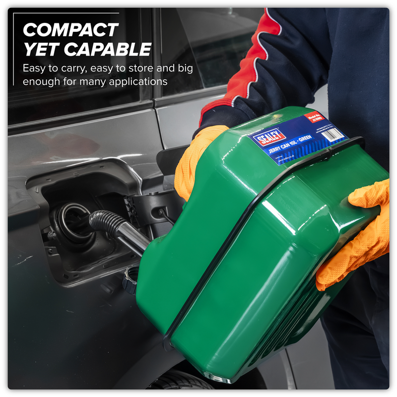 Sealey Jerry Can 10L Green Steel Fuel Container JC10RG