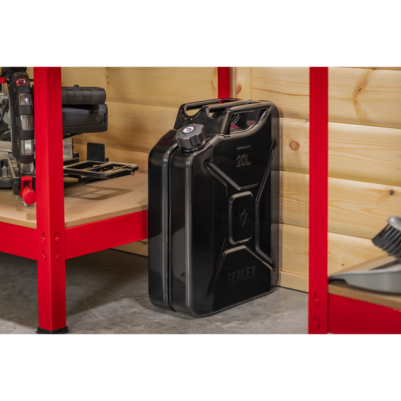 Sealey Screw Cap Metal Jerry Can 20L Black