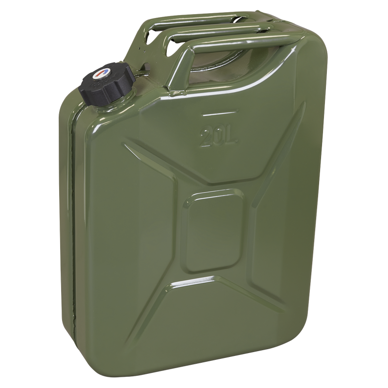 Sealey Screw Cap Metal Jerry Can 20L Green