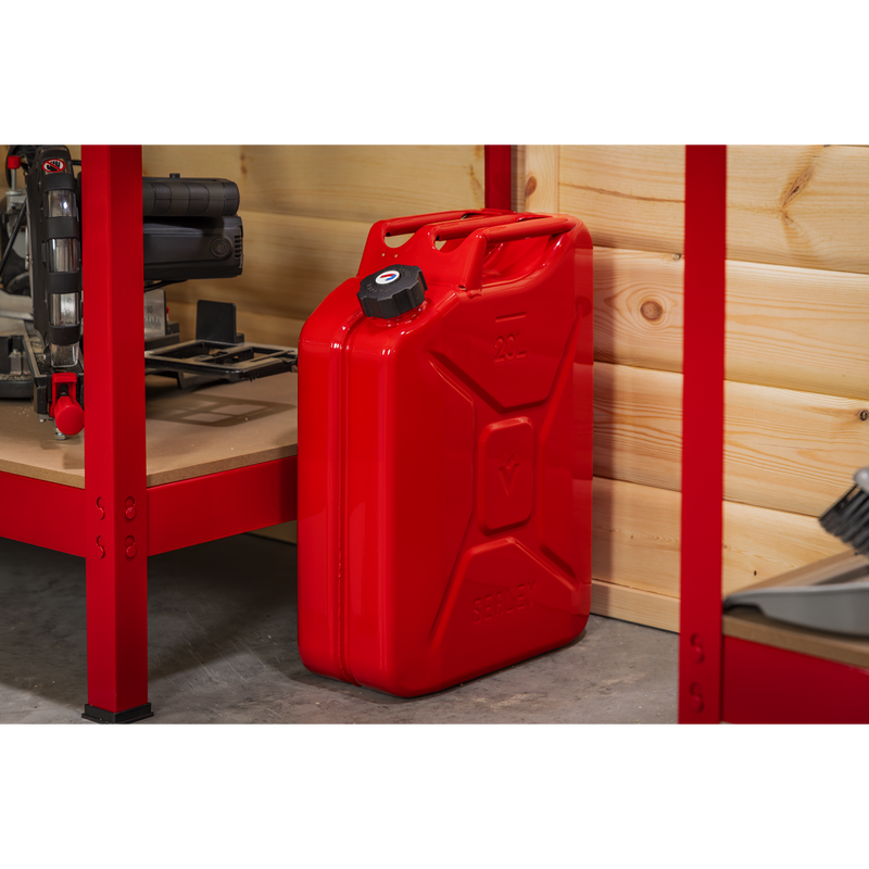 Sealey Screw Cap Metal Jerry Can 20L Red