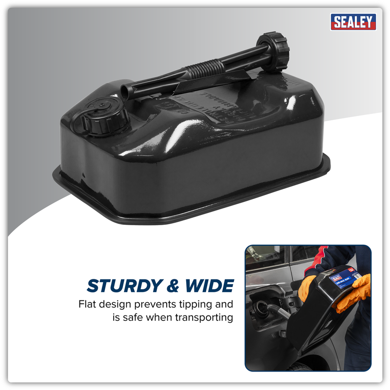Sealey Jerry Can 5L Black Steel Fuel Container JC5RB