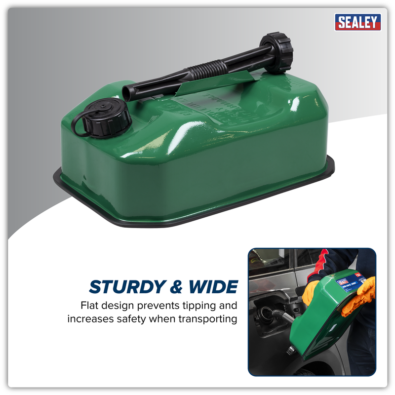 Sealey 5L Green Jerry Can JC5RG for Fuel Storage