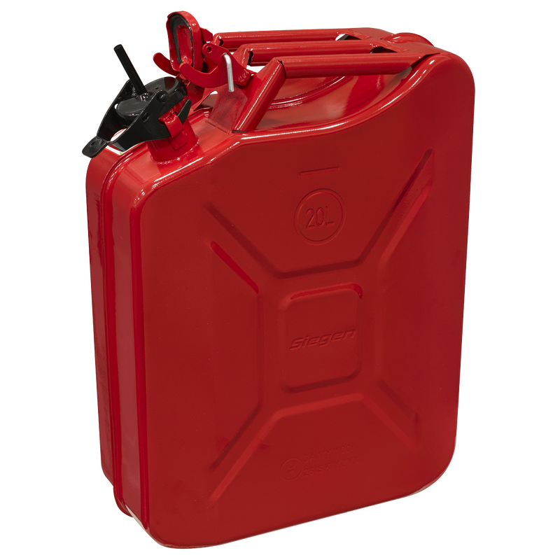 Sealey Jerry Can 20L Red Steel Fuel Container