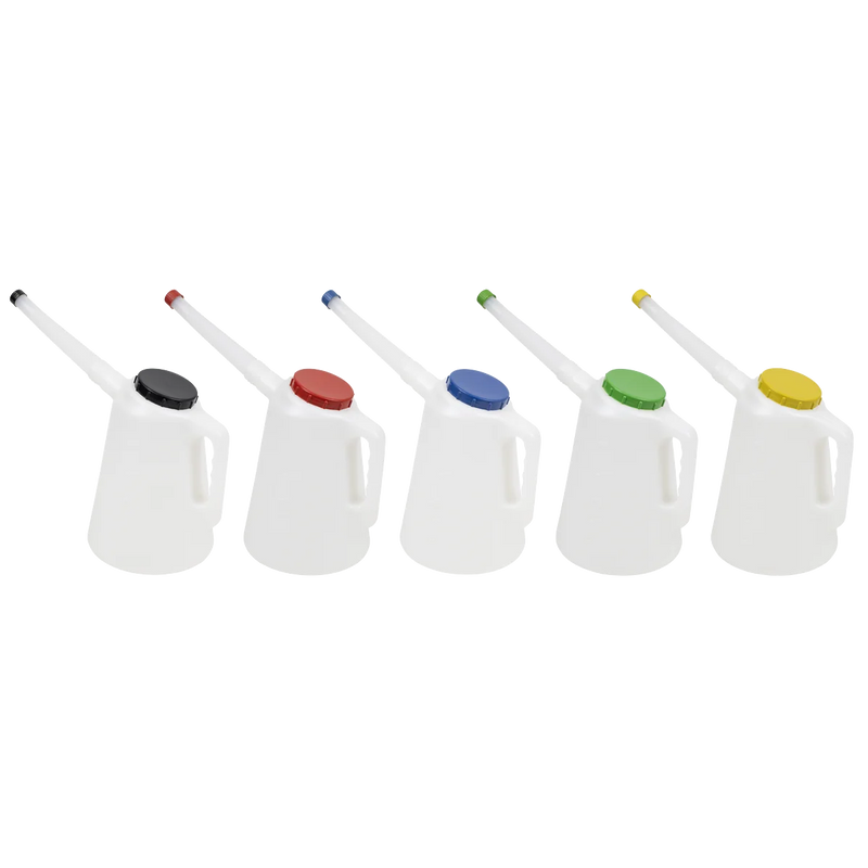 Sealey Oil Containers Set of 5 with Flexible Spout 3L