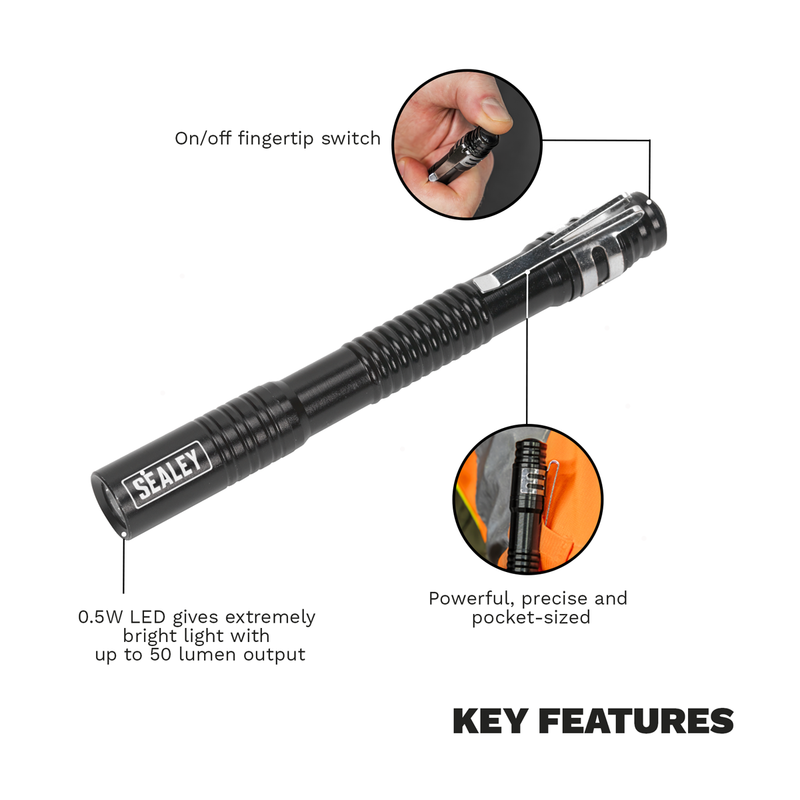 Sealey Aluminium Penlight LED043 0.5W 50 Lumen
