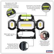 Sealey Rechargeable Floodlight LED18WFL 31W & 26W COB