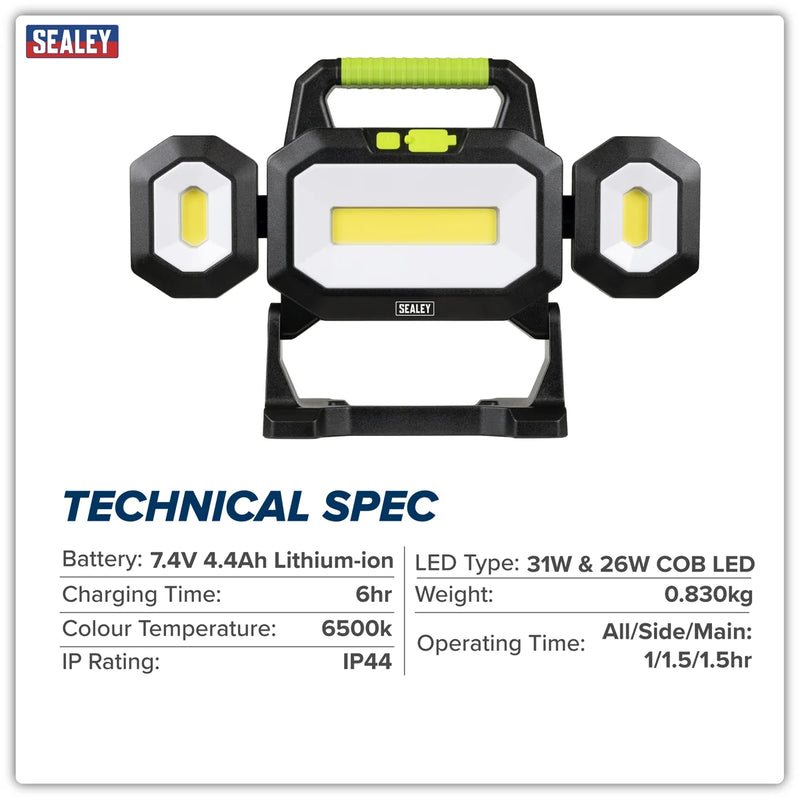 Sealey Rechargeable Floodlight LED18WFL 31W & 26W COB