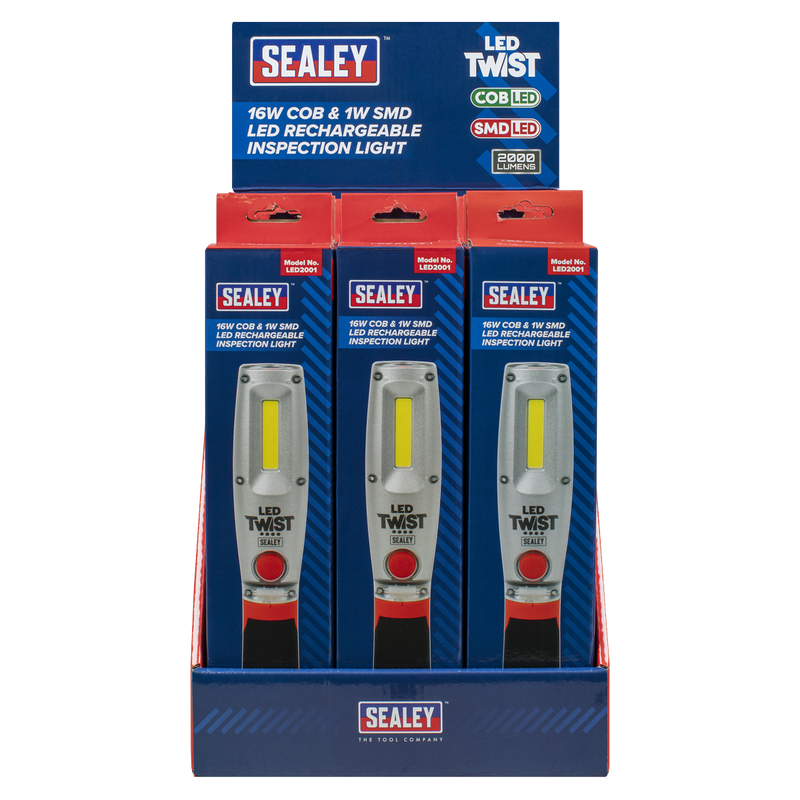 Sealey LED Inspection Light 16W COB & 1W SMD Rechargeable - LED2001DB