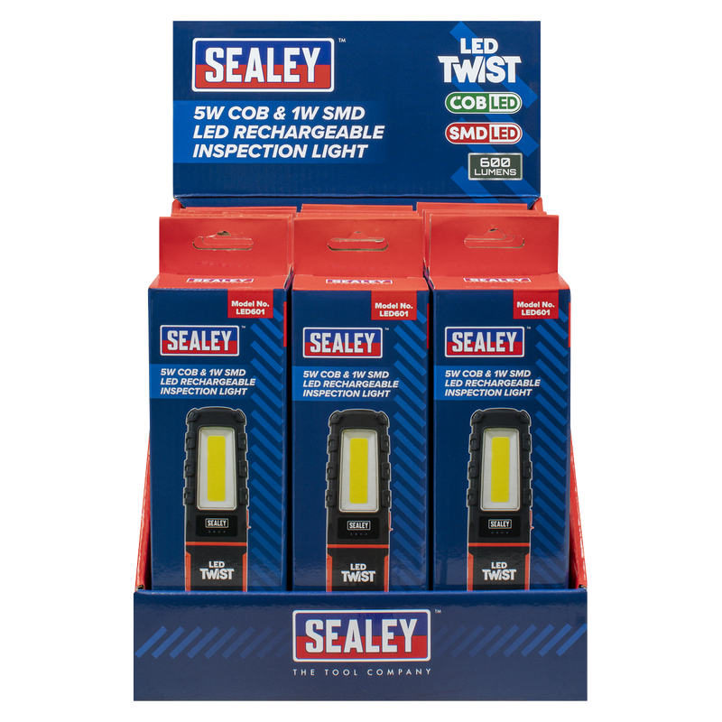 Sealey LED Inspection Light 5W COB & 1W SMD Rechargeable 180mm