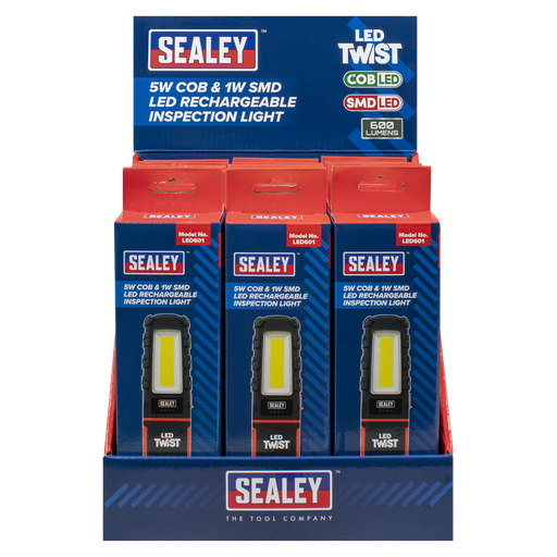 Sealey LED Inspection Light 5W COB & 1W SMD Rechargeable 180mm