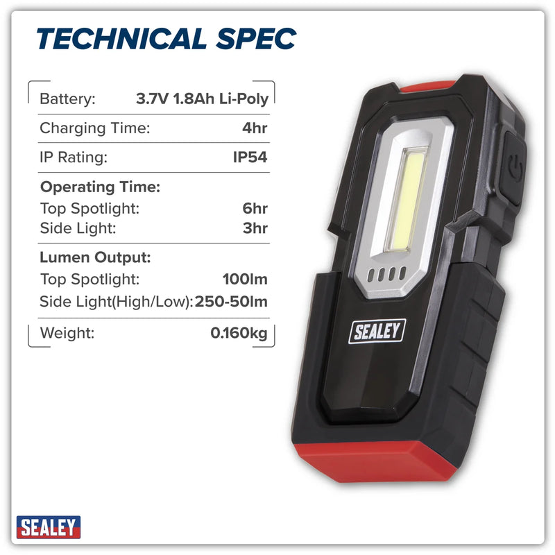 Sealey Wireless Rechargeable Inspection Light 3W COB 1W SMD LED
