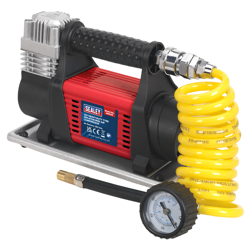 Sealey Heavy-Duty Tyre Inflator/Mini Air Compressor 12V 100psi