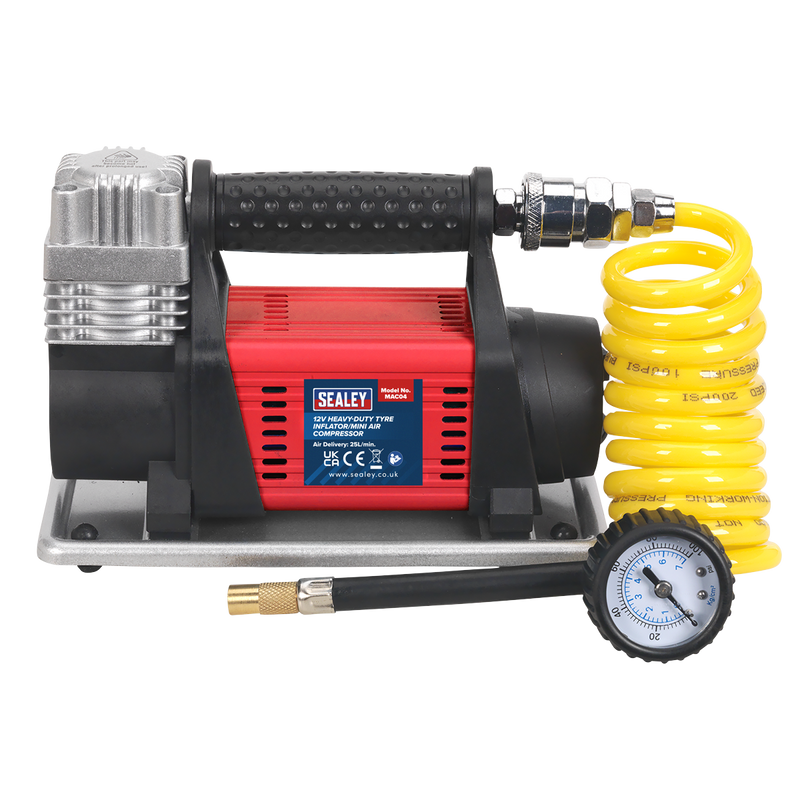 Sealey Heavy-Duty Tyre Inflator/Mini Air Compressor 12V 100psi