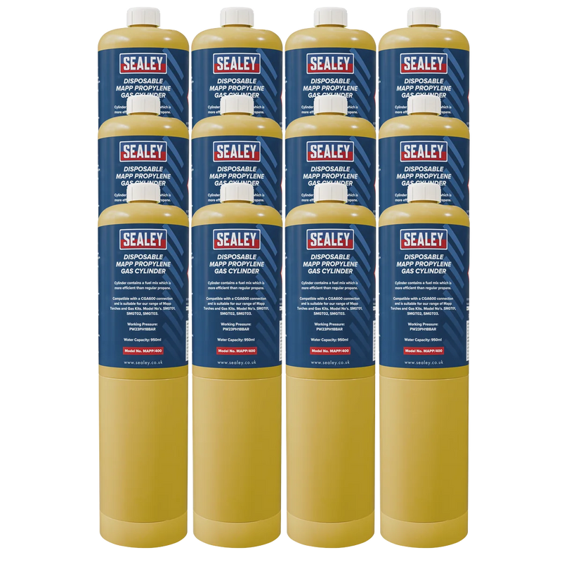 Sealey Disposable MAPP Gas Cylinder Pack of 12 - 11kg