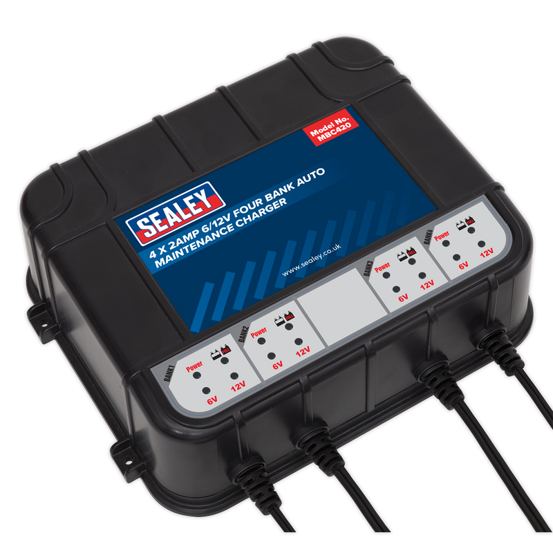 Sealey 6/12V 4 Bank Auto Maintenance Charger MBC420 8A