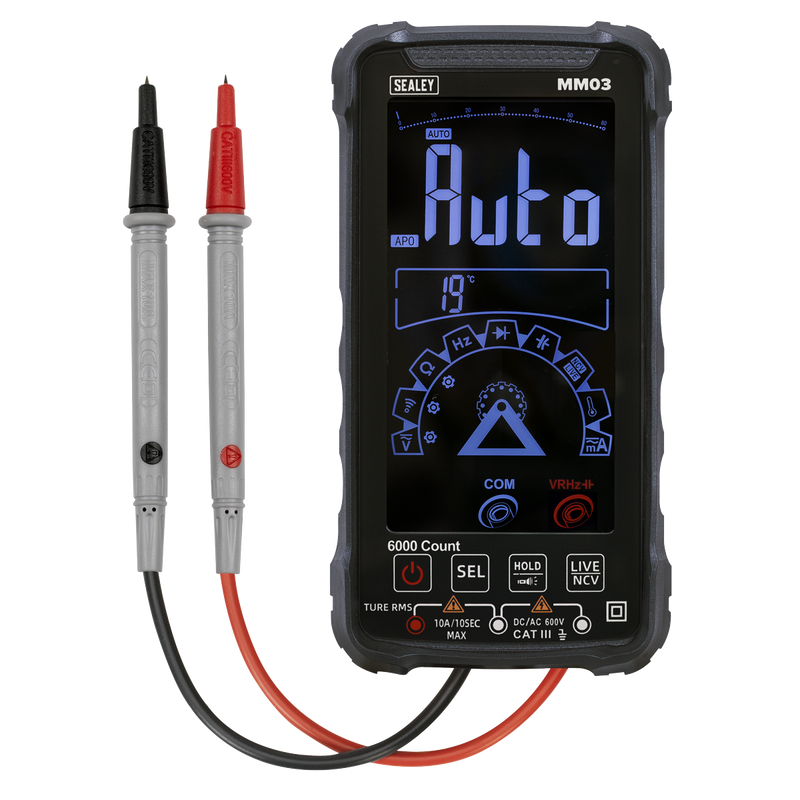 Sealey Multimeter MM03 Touchscreen 10-Function Rechargeable