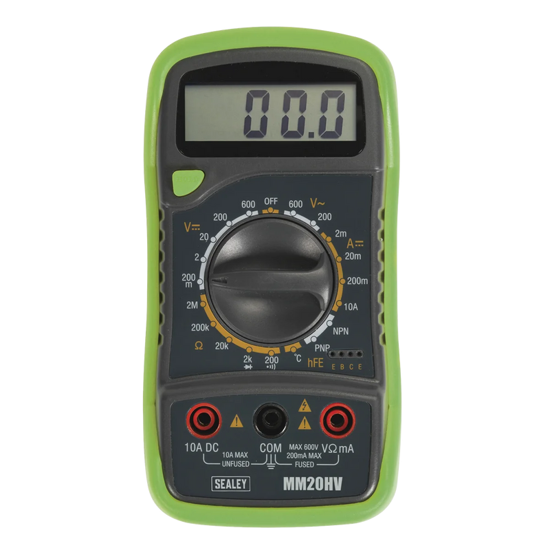 Sealey 8-Function Digital Multimeter MM20HV - Hi-Vis Green