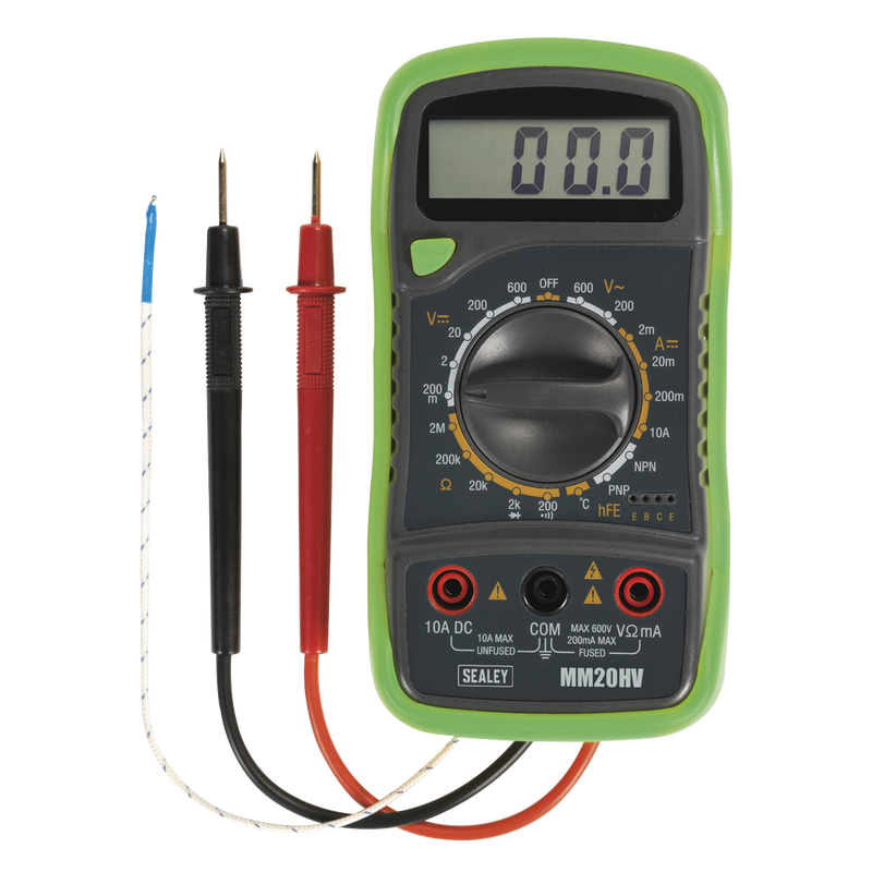 Sealey 8-Function Digital Multimeter MM20HV - Hi-Vis Green