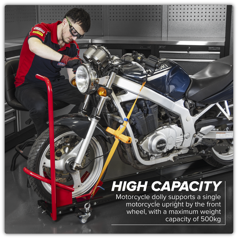 Sealey Motorcycle Dolly MS063V 500kg Capacity Upright Clamp