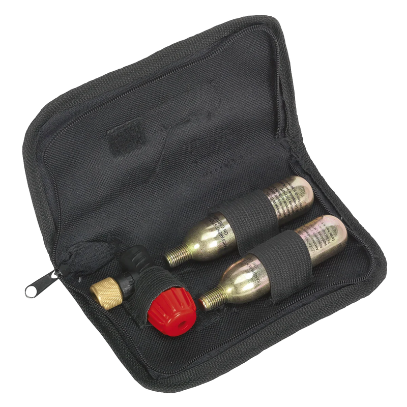 Sealey Motorcycle CO2 Tyre Inflator Kit MS087 2 x 16g Canisters