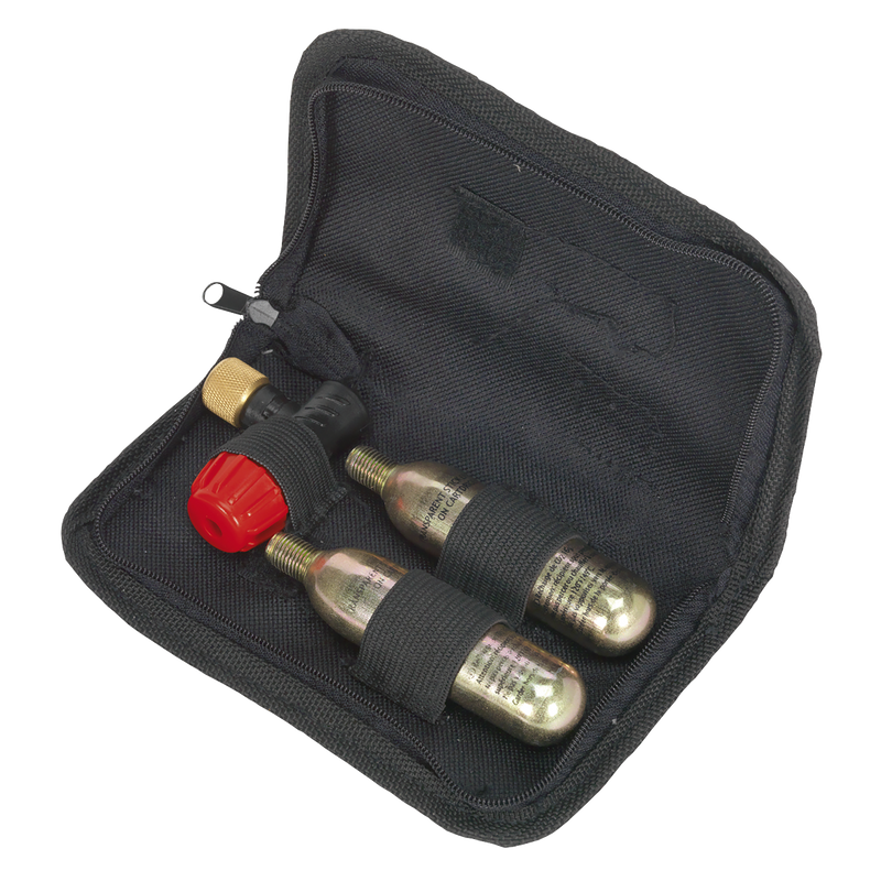 Sealey Motorcycle CO2 Tyre Inflator Kit MS087 2 x 16g Canisters