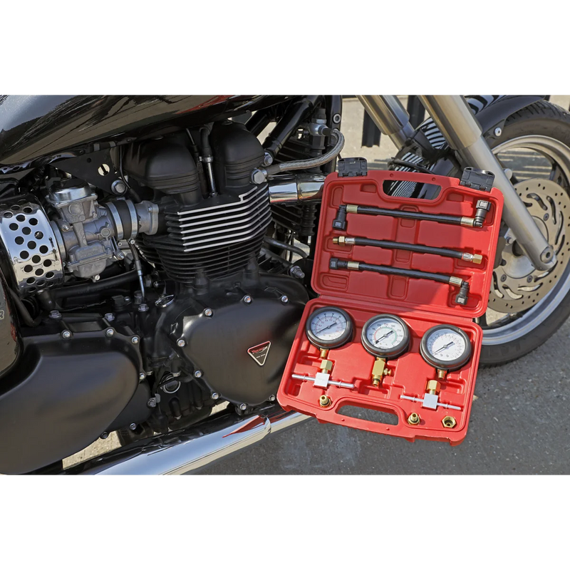 Sealey Motorcycle Compression & Fuel Pressure Gauge Set MS100