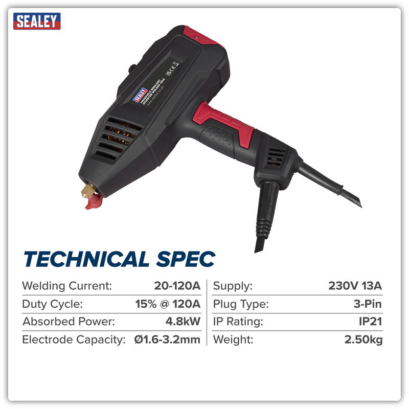 Sealey Handheld MMA/ARC Inverter Welder 120A 230V